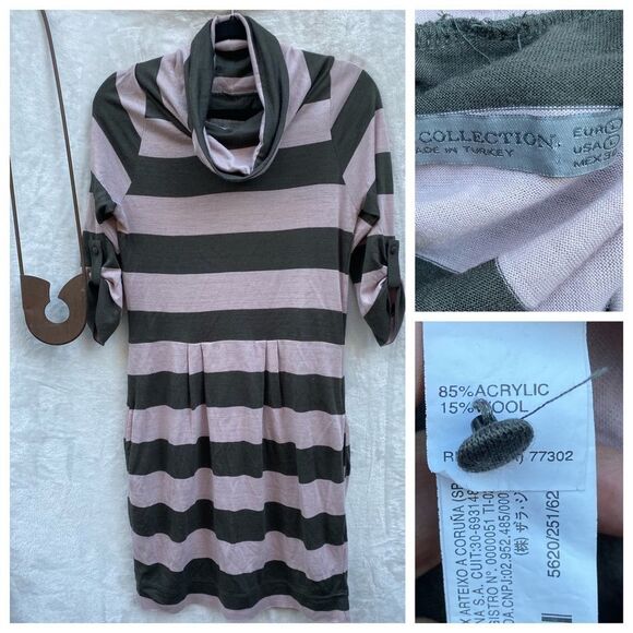 Zara Collection Striped Dress Cowl Neck - Picture 3 of 9